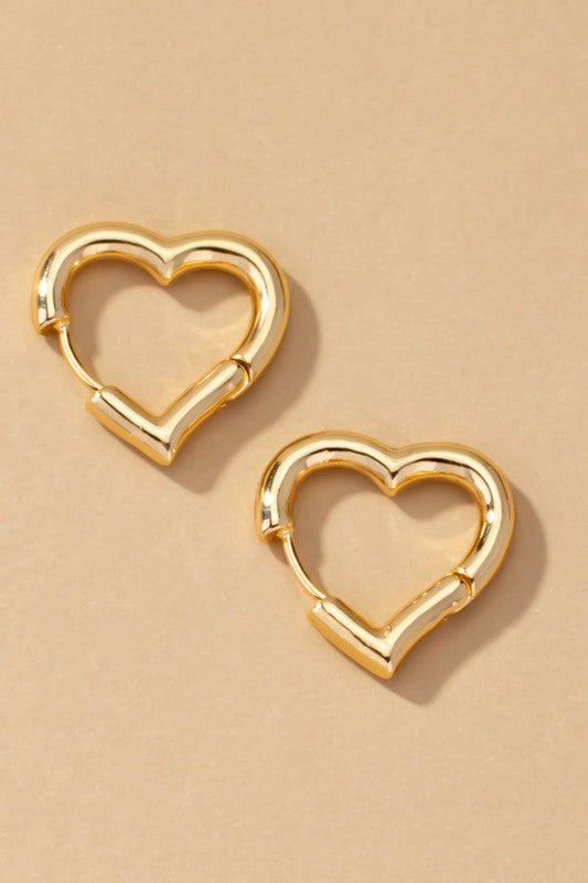 Heart shape hinged huggie hoop earrings-JazziAnn 