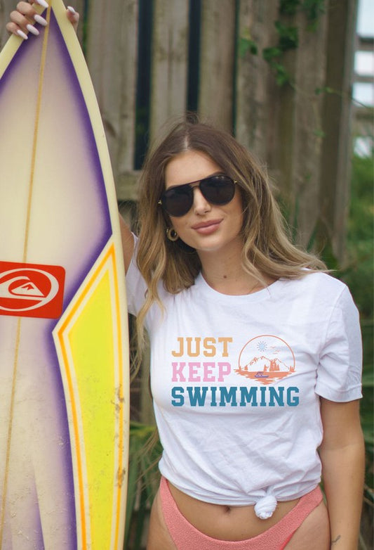 Just Keep Swimming Graphic Tee-JazziAnn 