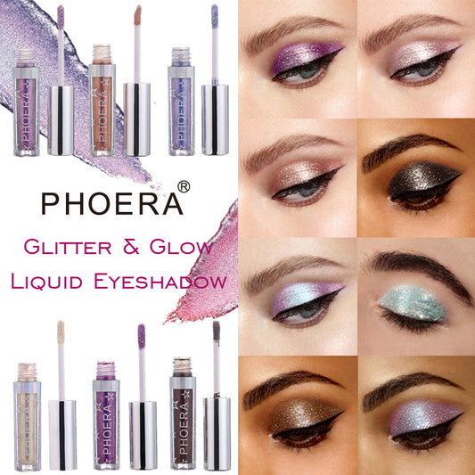 PHOERA Magnificent Metals Glitter and Glow Liquid Eyeshadow 12 Colors-JazziAnn 