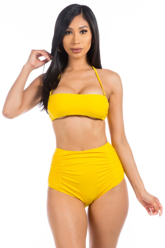 HIGH WAISTED TWO PIECE SWIMSUIT-JazziAnn 